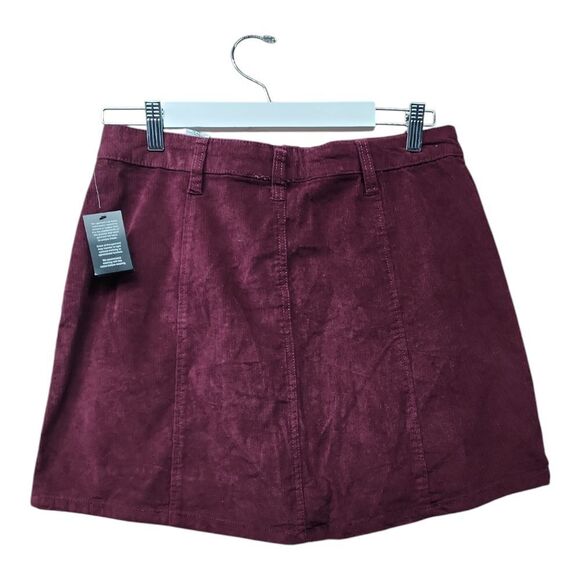 REgeneration Skirt Women Size 11/30 Burgundy Corduroy Vintage Retro Button Front - Picture 4 of 16